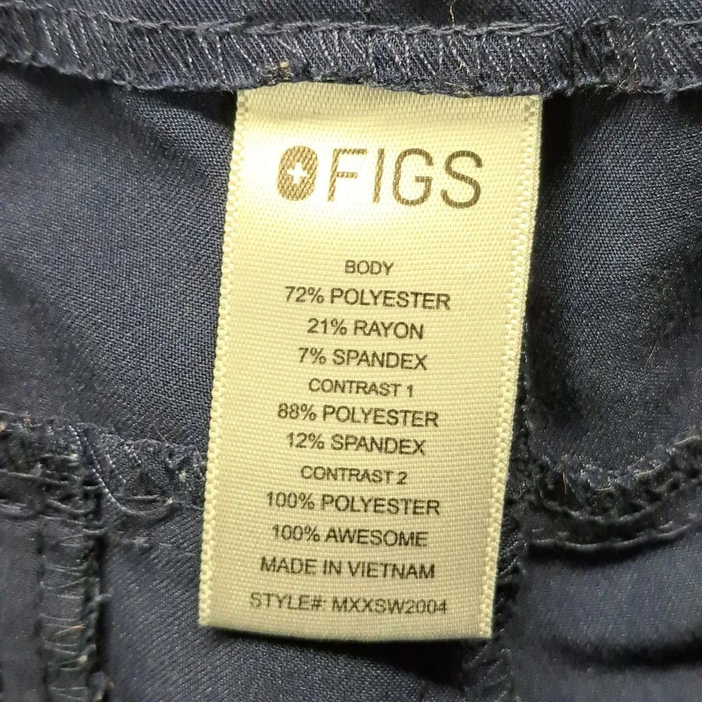 FIGS Navy Blue Jogger Scrub Pants MXSXW2004 Elastic Waist Drawstring Size Large